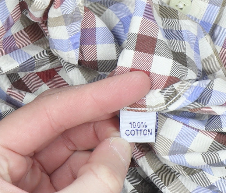 Louis Copeland Men's Multicoloured Check Cotton Long Sleeve Button-Up Shirt XL