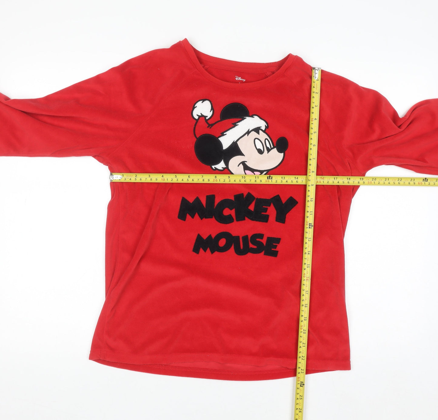 Disney Women Red Mickey Mouse Velvet Long Sleeve Nightshirt Size 10-12