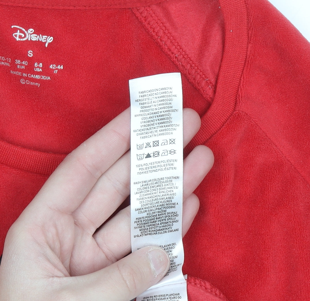 Disney Women Red Mickey Mouse Velvet Long Sleeve Nightshirt Size 10-12