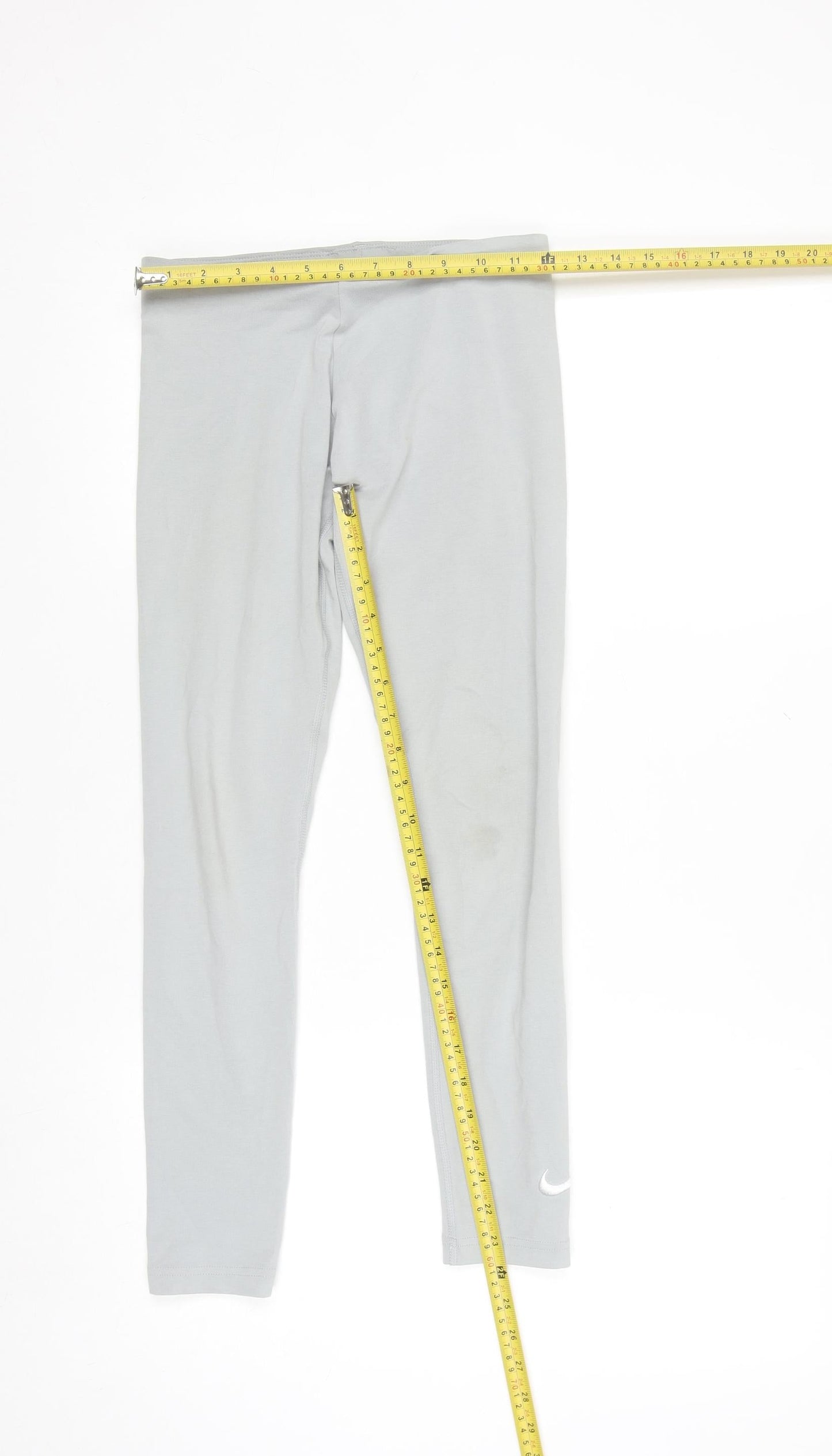 Nike Grey Teen Girls Stretch Cotton Leggings Size 146 Slim Fit
