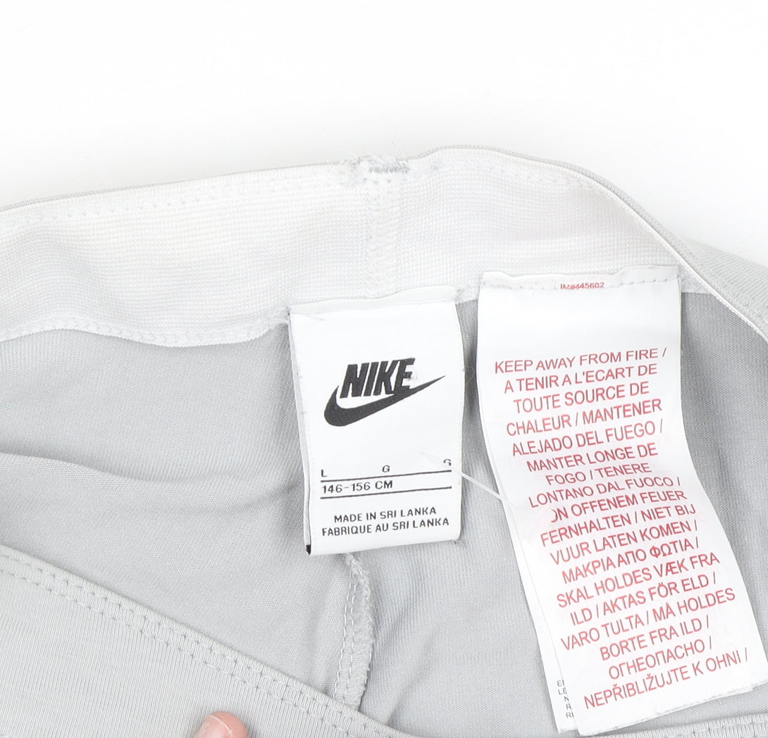 Nike Grey Teen Girls Stretch Cotton Leggings Size 146 Slim Fit