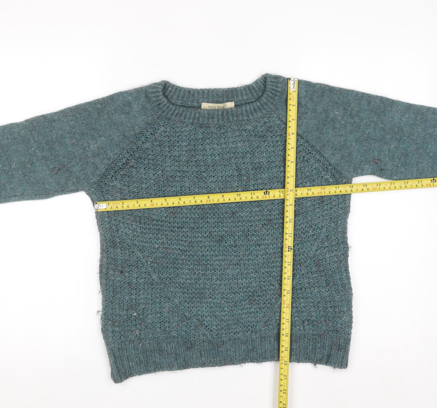 Silvia Novelli Womens Green Wool Alpaca Blend Knit Jumper S