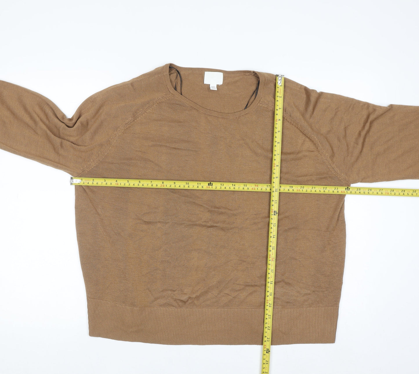 H&M Women Brown Crew Neck Knit Pullover Jumper Size 14