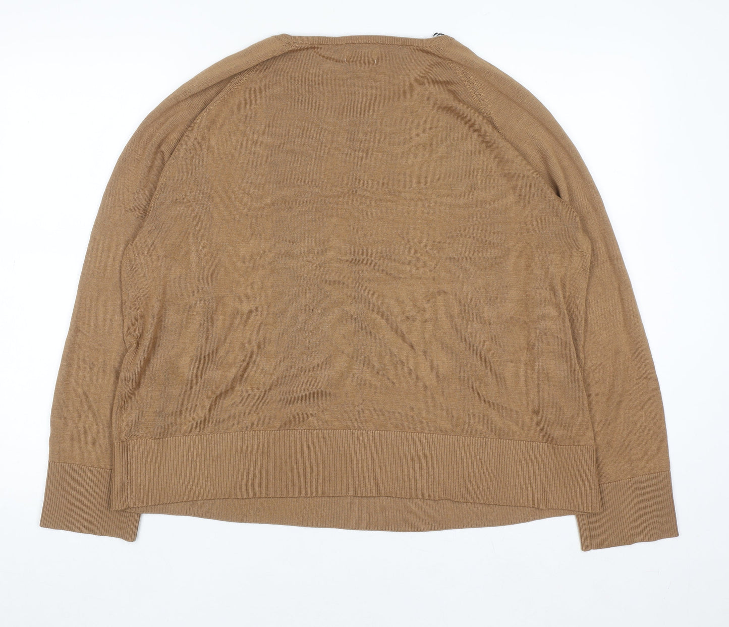 H&M Women Brown Crew Neck Knit Pullover Jumper Size 14