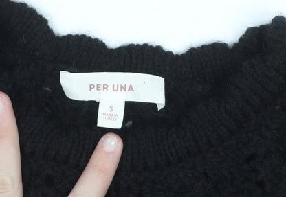 Marks & Spencer Per Una Women Black S Chunky Knit Pullover Jumper