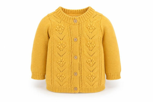 So Cute Unisex Baby Yellow Knit Cotton Button Cardigan 12-18 Months