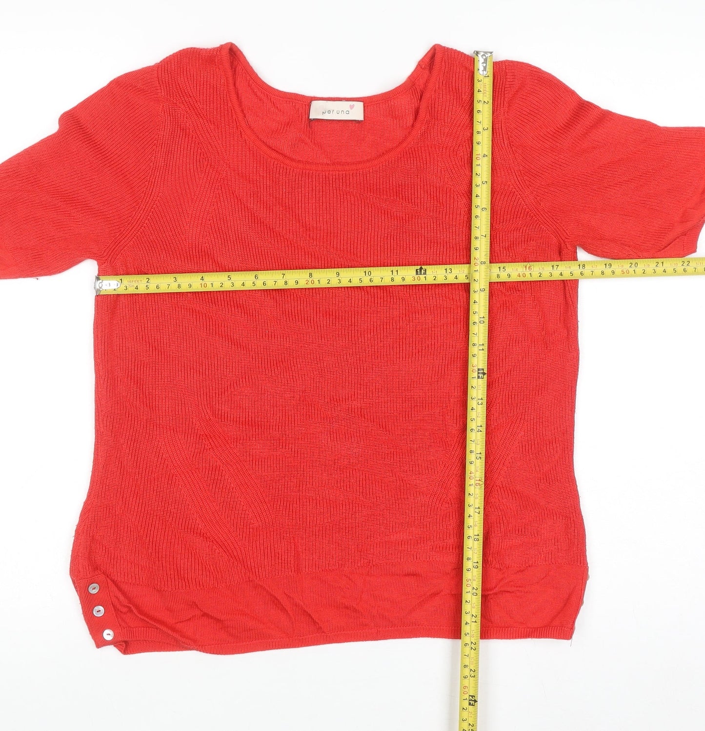 Marks and Spencer Per Una Red Knit Women's Scoop Neck Jumper Size 14