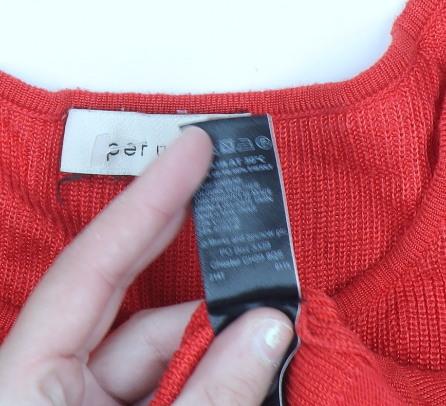 Marks and Spencer Per Una Red Knit Women's Scoop Neck Jumper Size 14