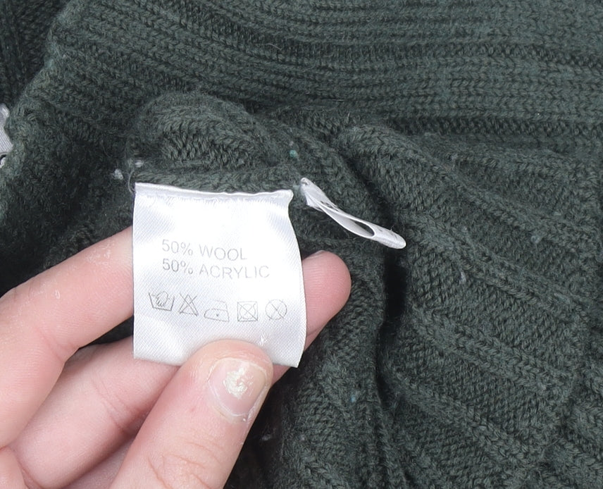 Emreco Womens Green Wool Blend High Neck Ribbed Jumper Size 12