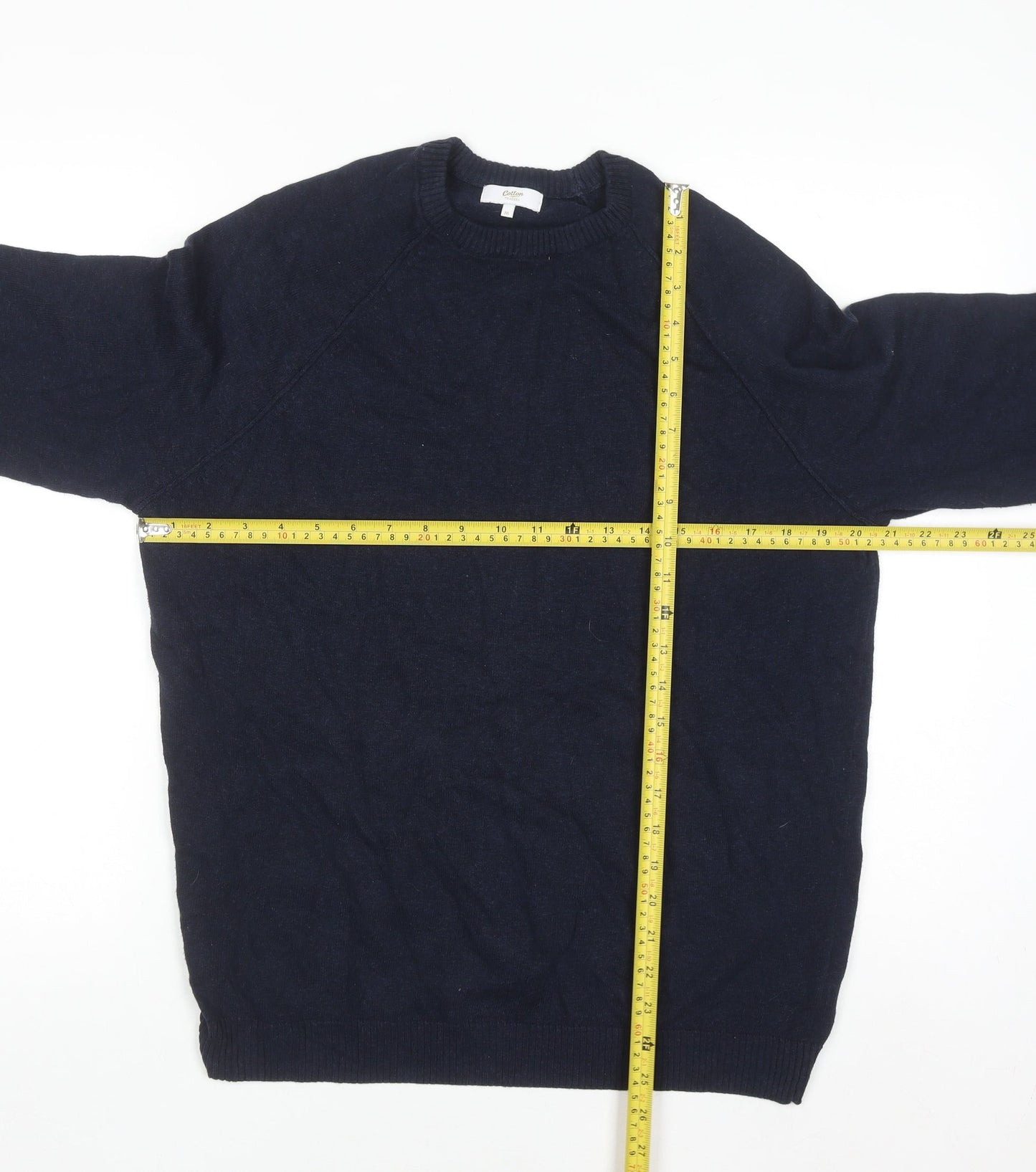 Cotton Traders Men's Navy Blue Cotton Crew Neck Jumper M