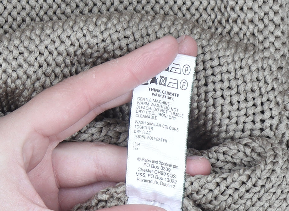 Marks and Spencer Women Beige Chunky Knit Cardigan Size S