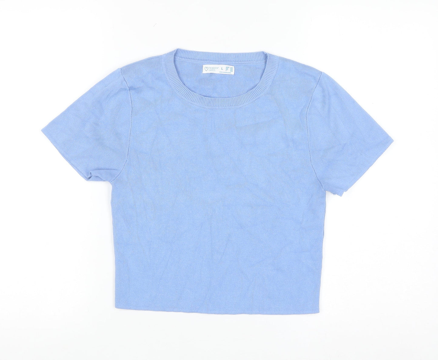 Primark Women Blue Short Sleeve Knit Pullover Jumper L
