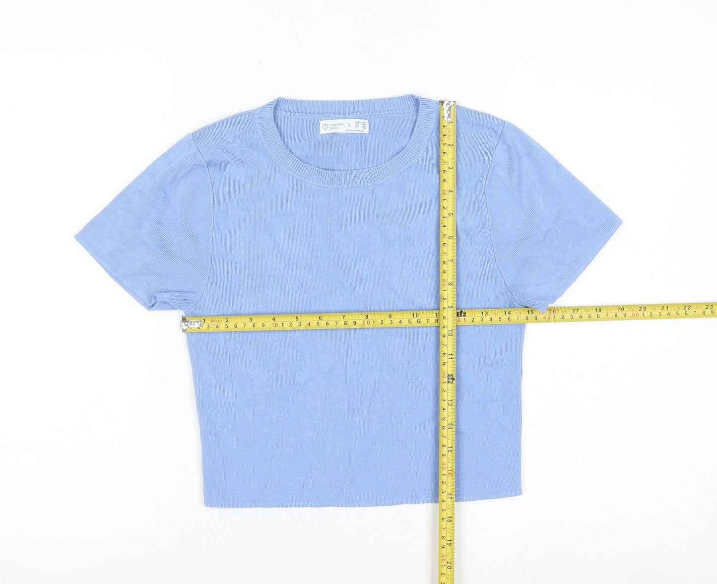 Primark Women Blue Short Sleeve Knit Pullover Jumper L