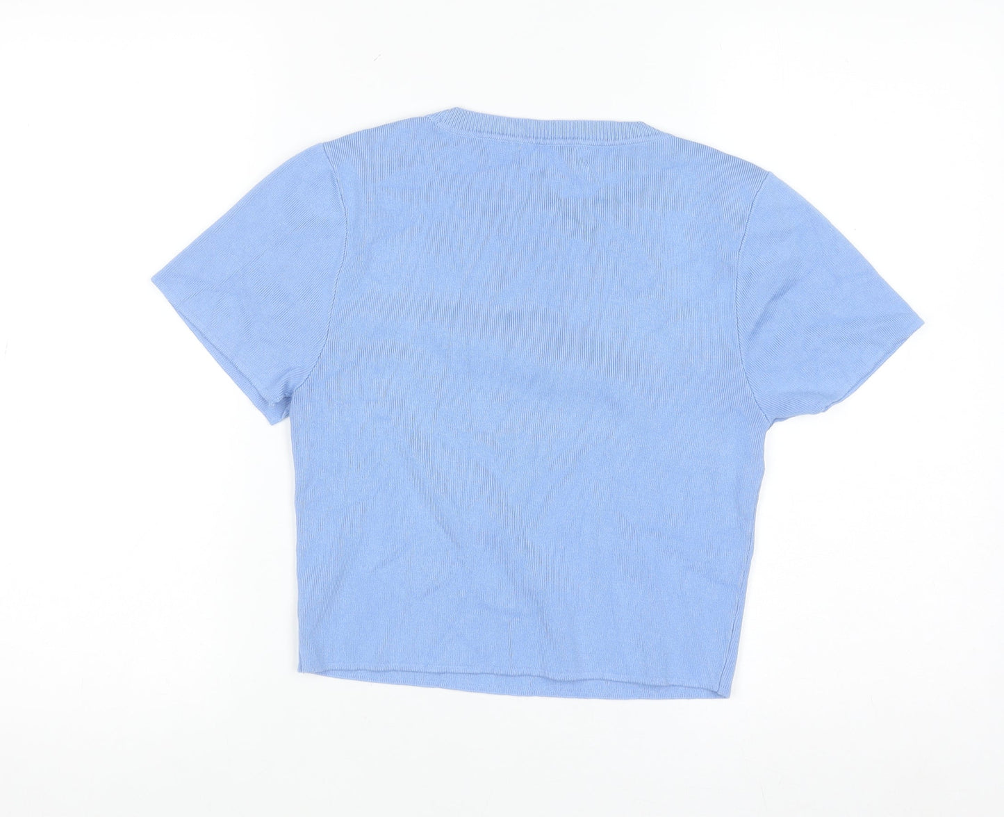 Primark Women Blue Short Sleeve Knit Pullover Jumper L
