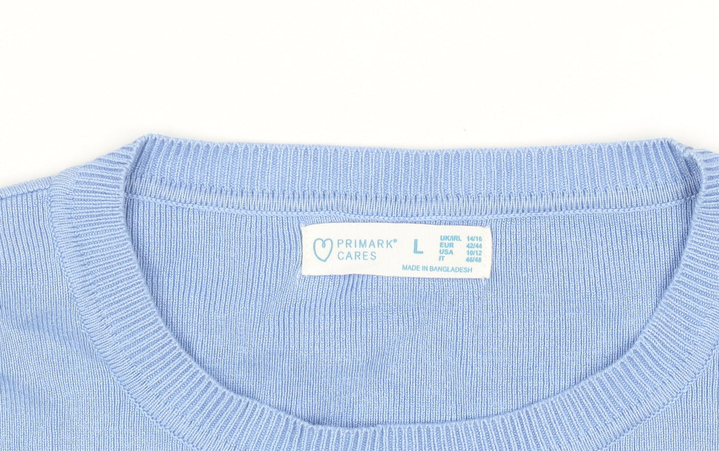Primark Women Blue Short Sleeve Knit Pullover Jumper L