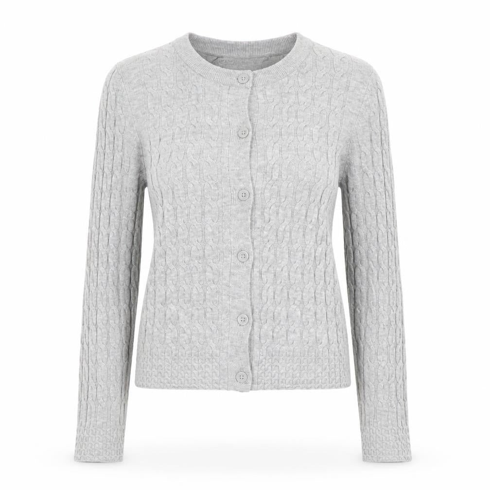 Primark Women Grey Cable Knit Cardigan M Regular Fit