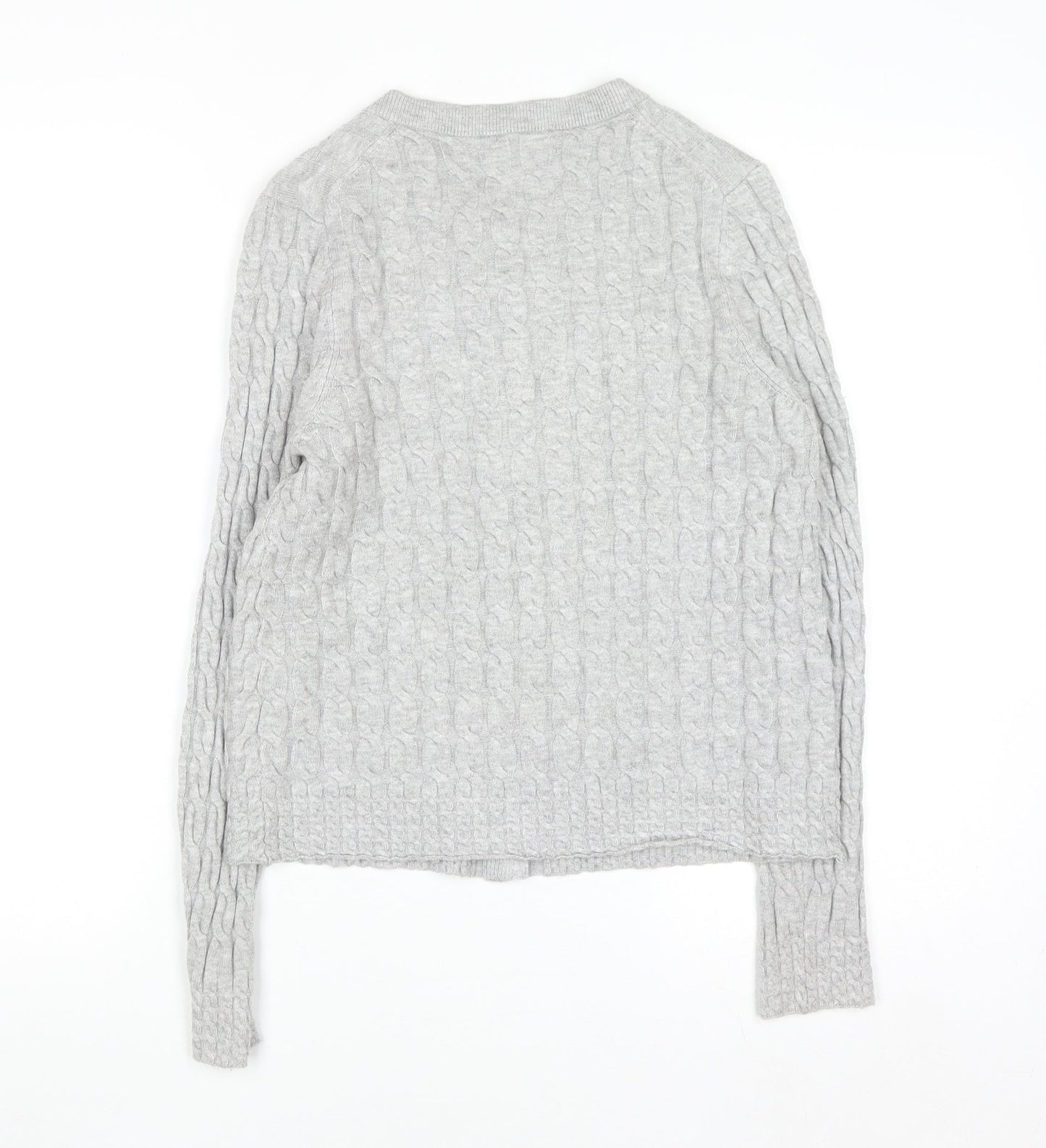 Primark Women Grey Cable Knit Cardigan M Regular Fit