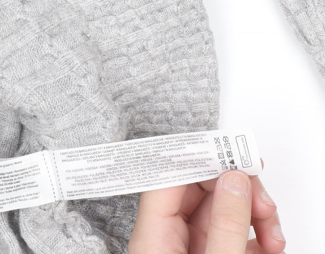 Primark Women Grey Cable Knit Cardigan M Regular Fit