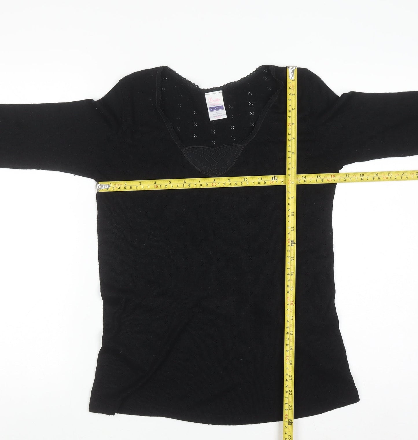 Brettles Women's Black Thermal Viscose Blend V-Neck Jumper Size L