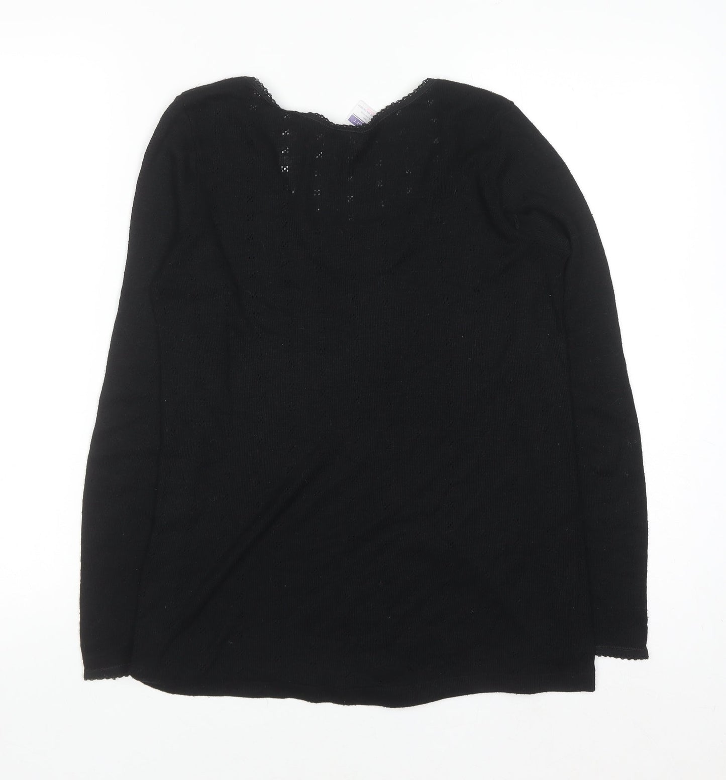 Brettles Women's Black Thermal Viscose Blend V-Neck Jumper Size L
