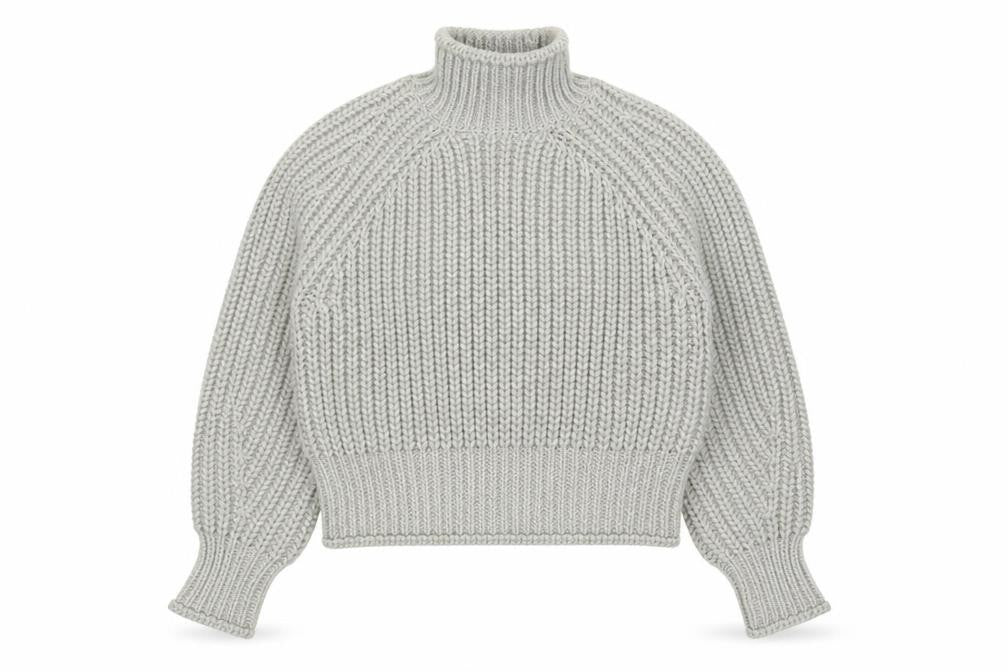 H&M Women Grey Chunky Knit Roll Neck Wool Blend Jumper Size 8