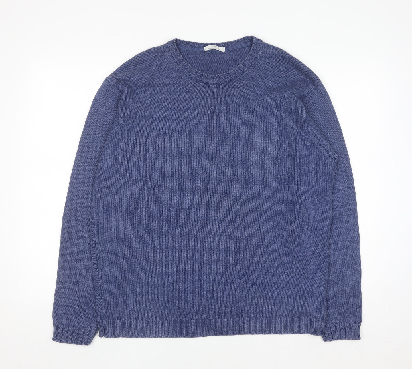 Marks and Spencer Men’s Blue Cotton Blend Crew Neck Jumper L