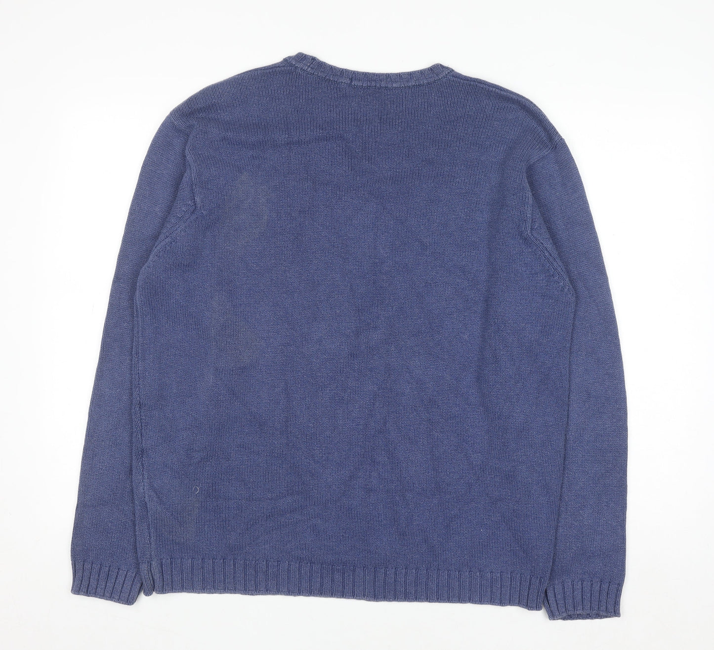 Marks and Spencer Men’s Blue Cotton Blend Crew Neck Jumper L