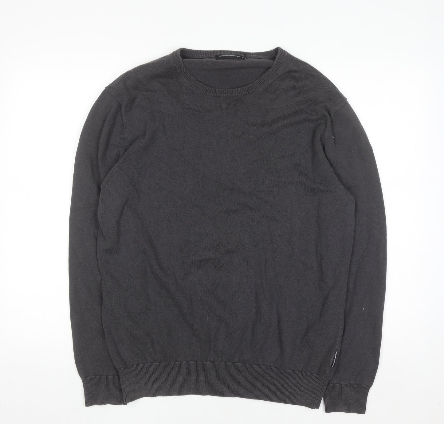 French Connection Men's Black XL Crew Neck Cotton Jumper