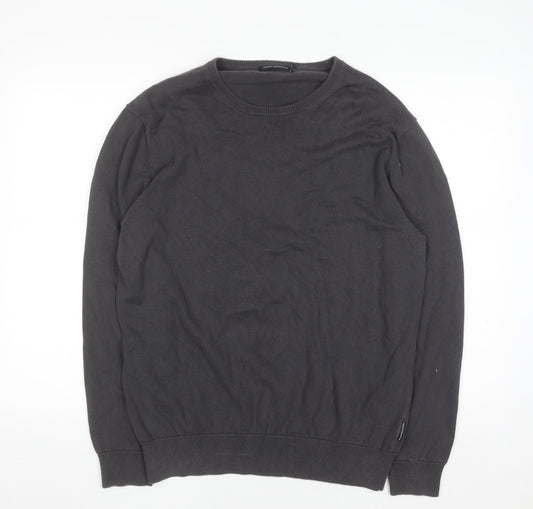 French Connection Men's Black XL Crew Neck Cotton Jumper