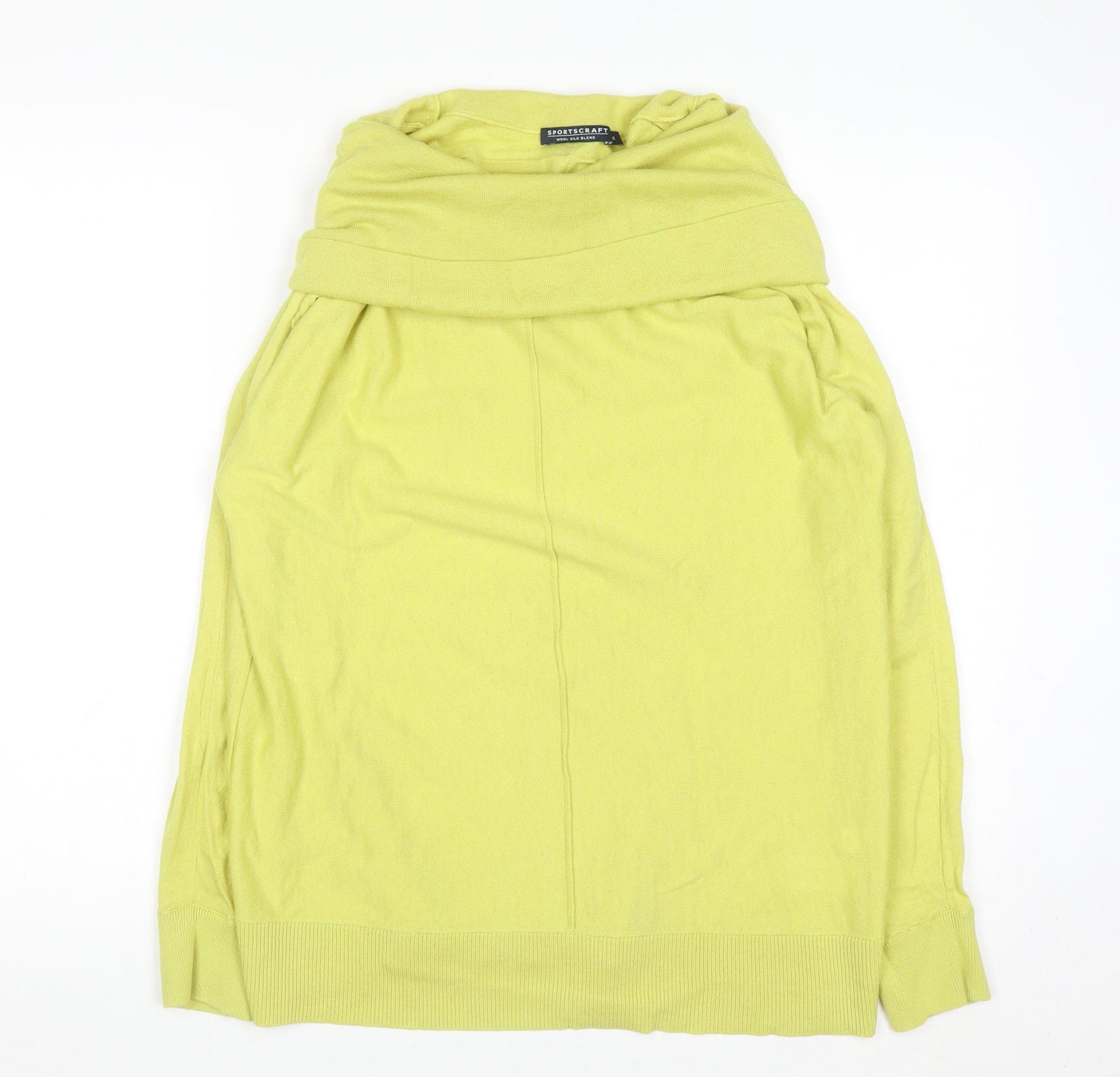 Sportscraft Women Yellow Merino Wool Silk Cowl Neck Pullover Jumper 7XL