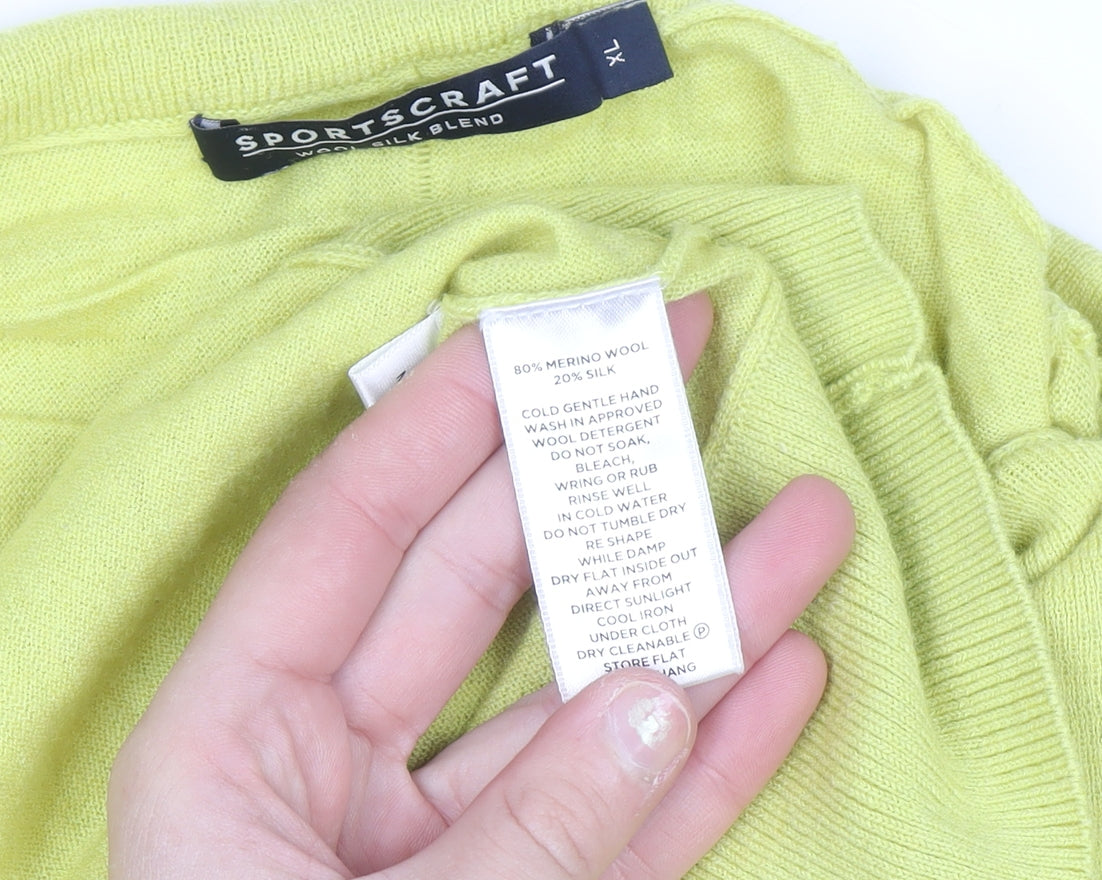 Sportscraft Women Yellow Merino Wool Silk Cowl Neck Pullover Jumper 7XL