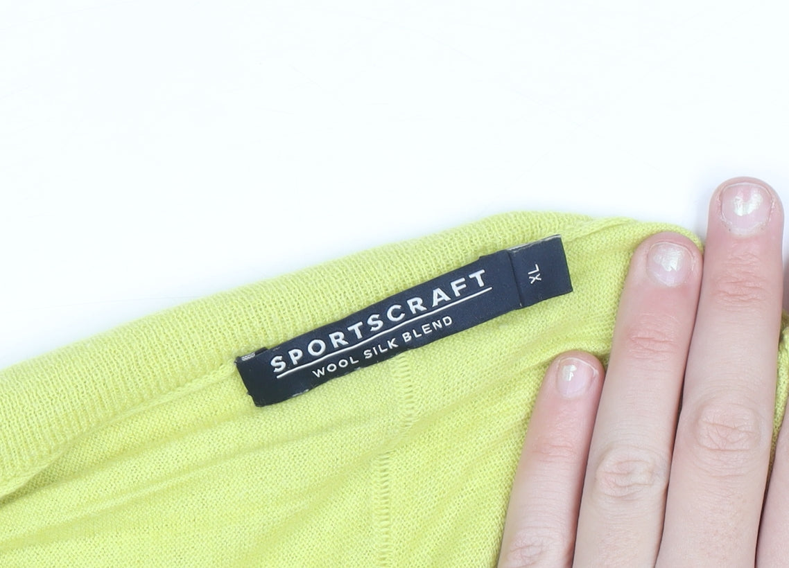 Sportscraft Women Yellow Merino Wool Silk Cowl Neck Pullover Jumper 7XL