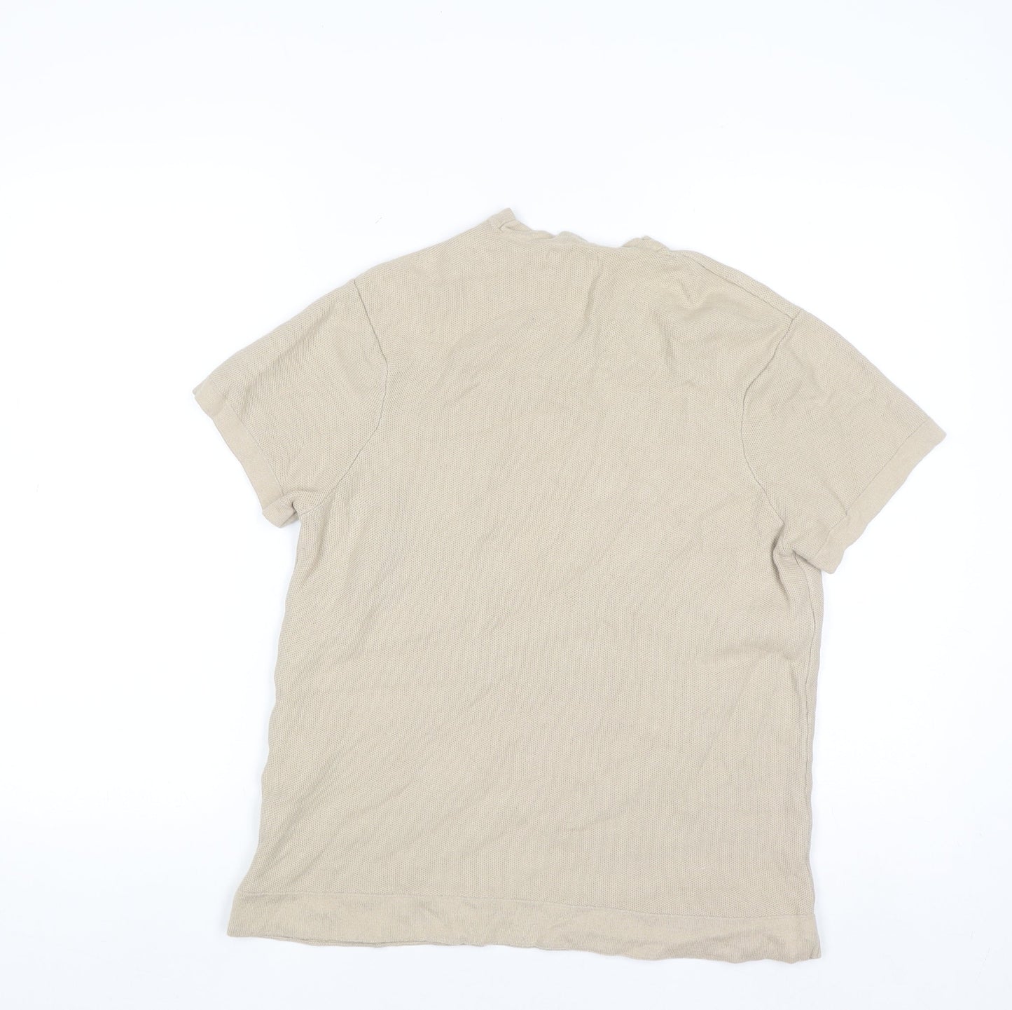 ZARA Women’s Beige Short Sleeve Cotton Knit Jumper Size S