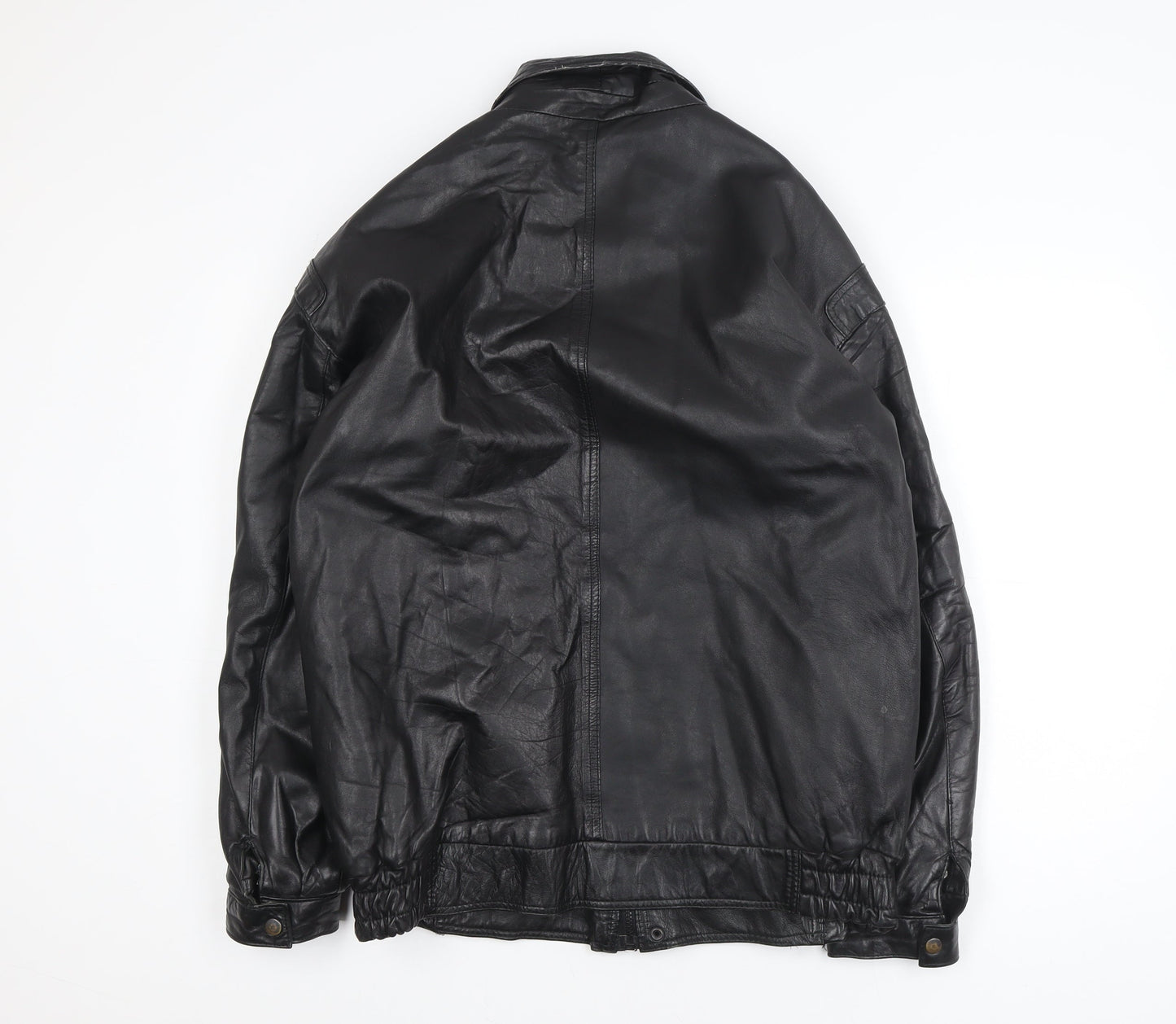 Opus Men's Black Leather Bomber Jacket M Classic Lined