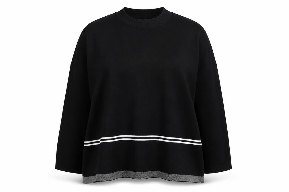 Nina Leonard Women's Black 4XL Crew Neck Long Sleeve Pullover Jumper