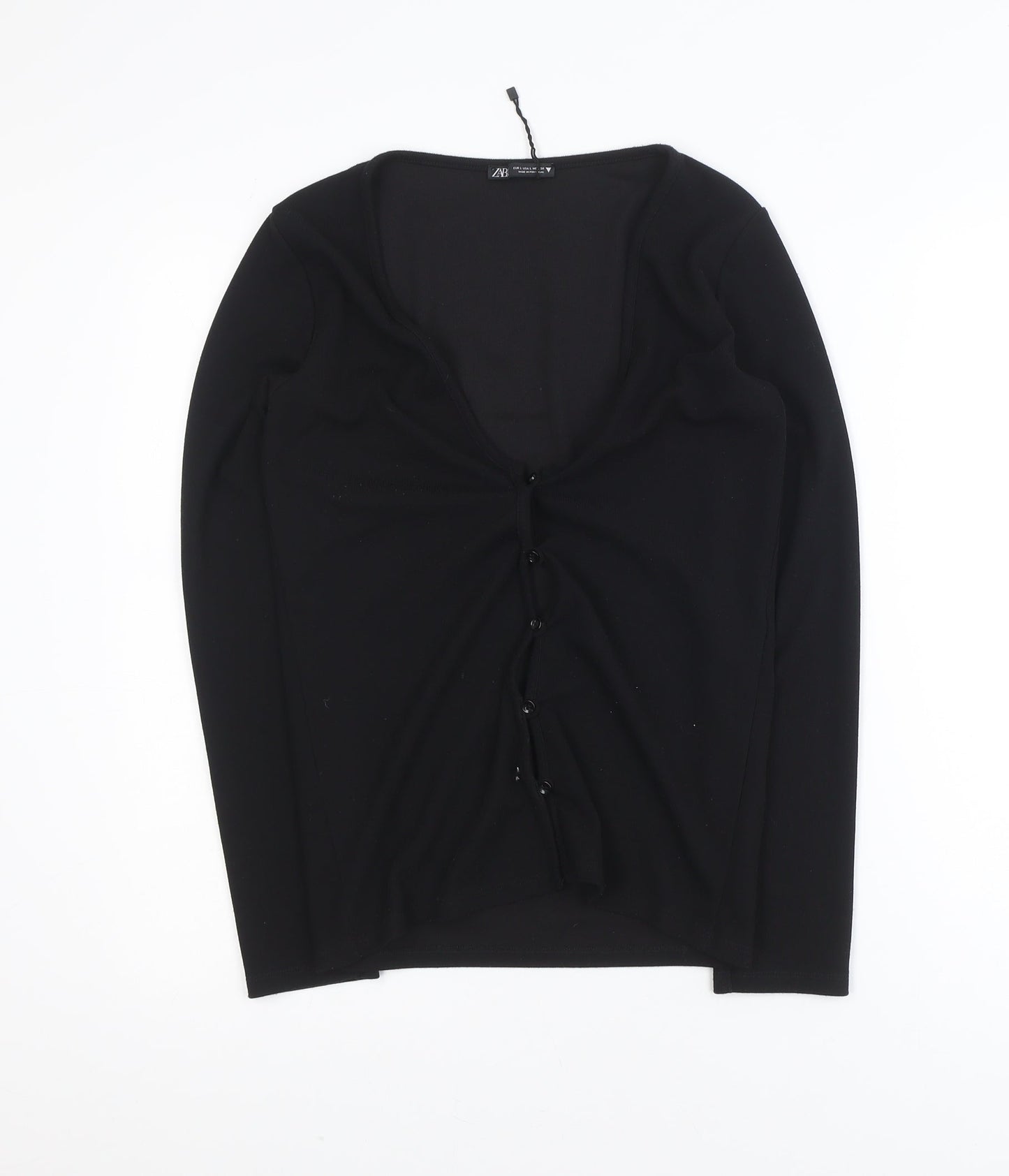 Zara Women's Black V-Neck Slim Fit Button Cardigan Size 14