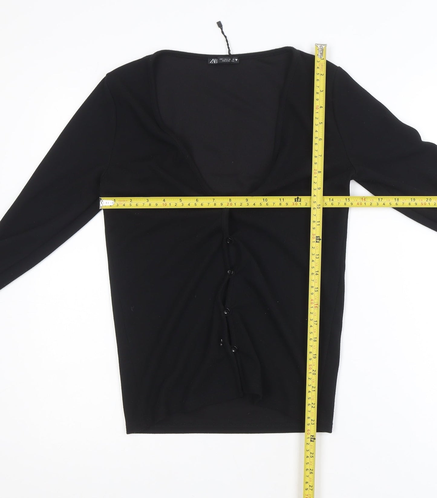 Zara Women's Black V-Neck Slim Fit Button Cardigan Size 14