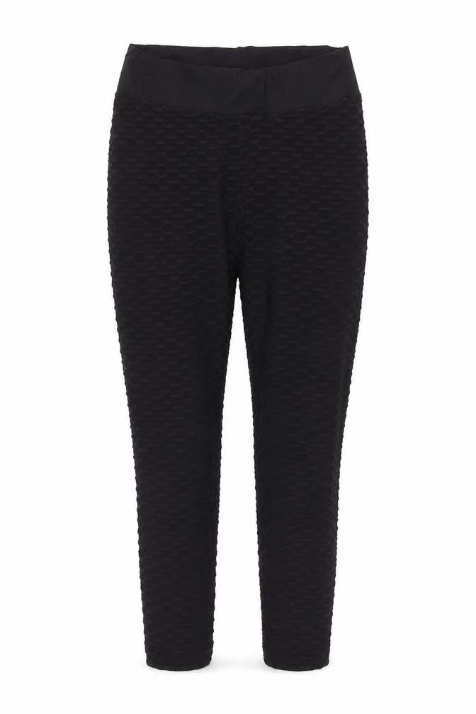 SHEIN Women Black Textured Ankle Leggings M Polyester Blend