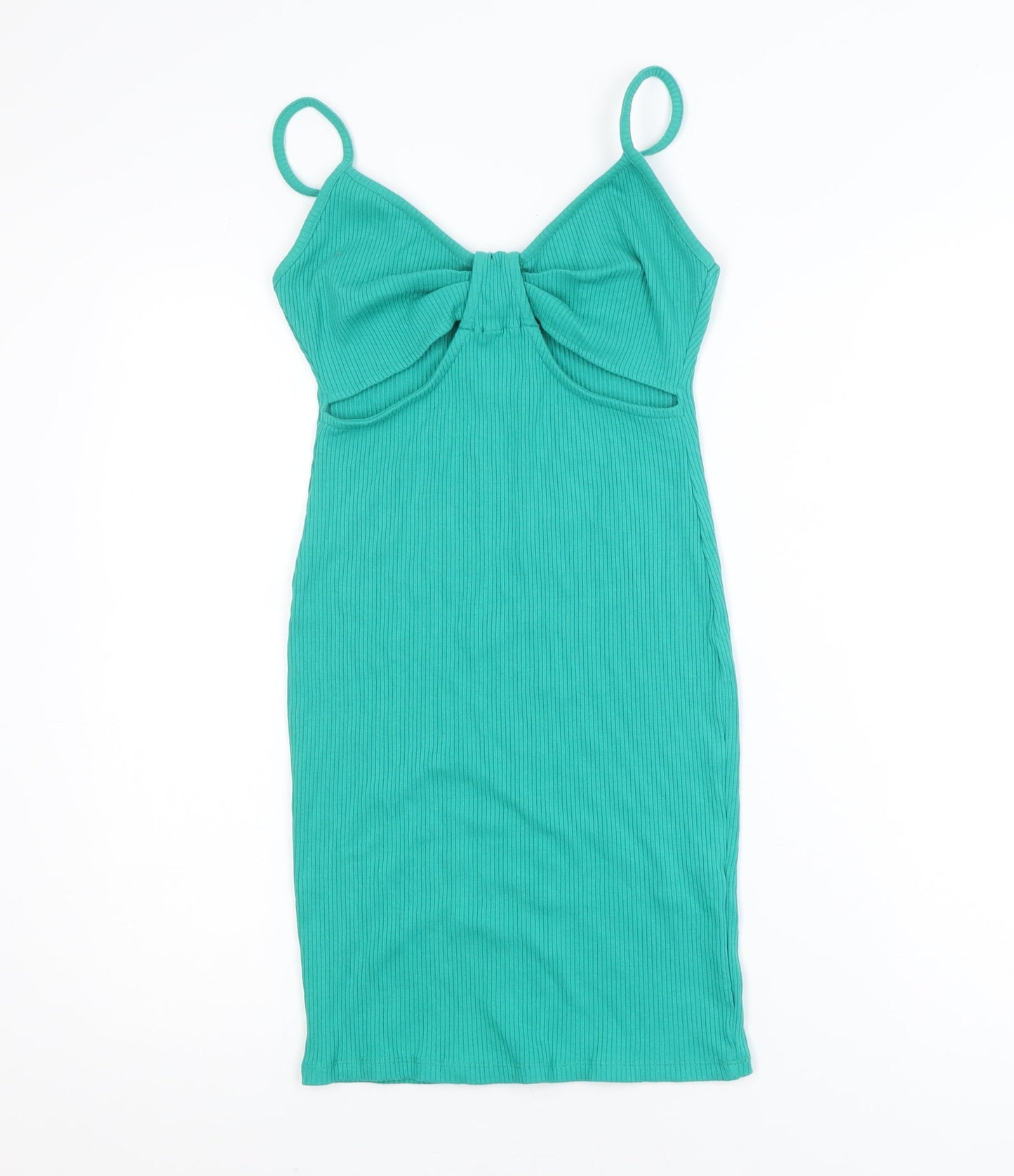 Primark Women Green Size 8 Bodycon Knit Sleeveless Dress