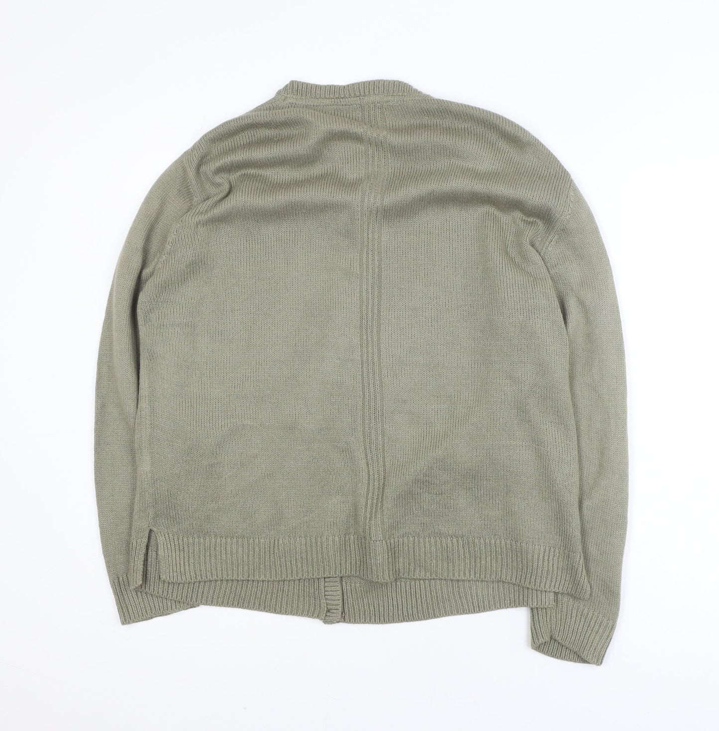 Essentials M Womens Green Cotton Button Cardigan Size M