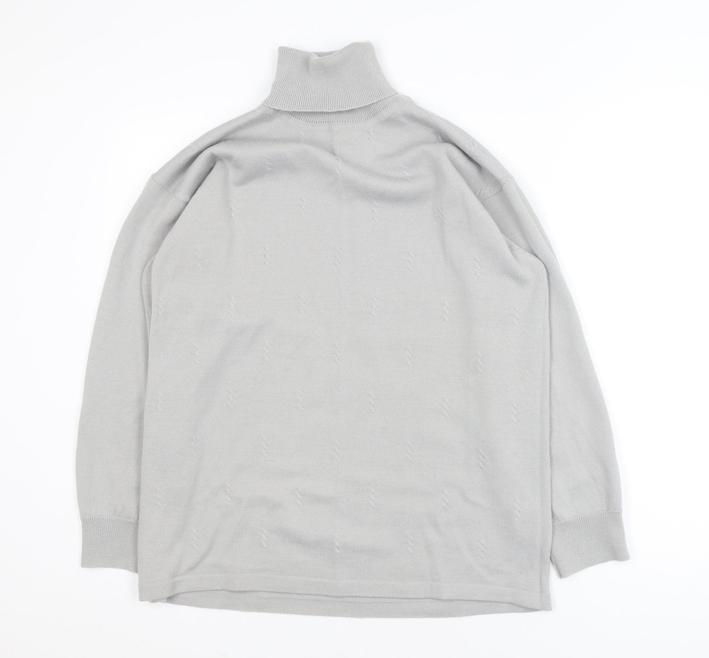 Signature Classic Women's Grey Roll Neck Wool Blend Jumper Size L