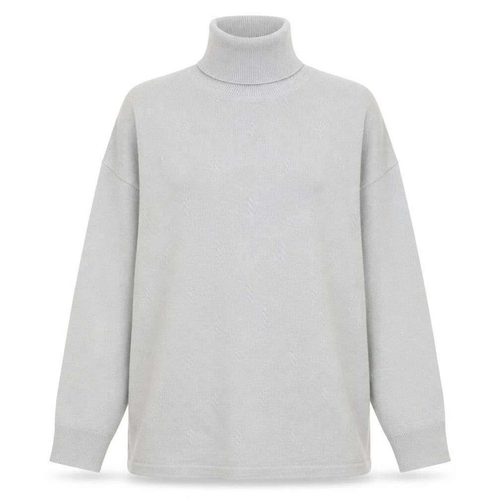 Signature Classic Women's Grey Roll Neck Wool Blend Jumper Size L