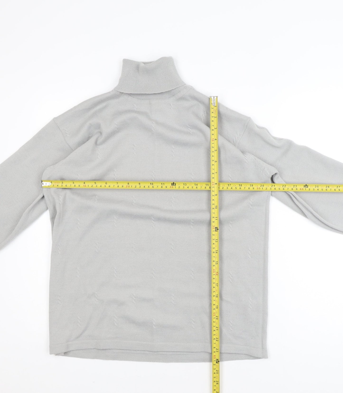 Signature Classic Women's Grey Roll Neck Wool Blend Jumper Size L