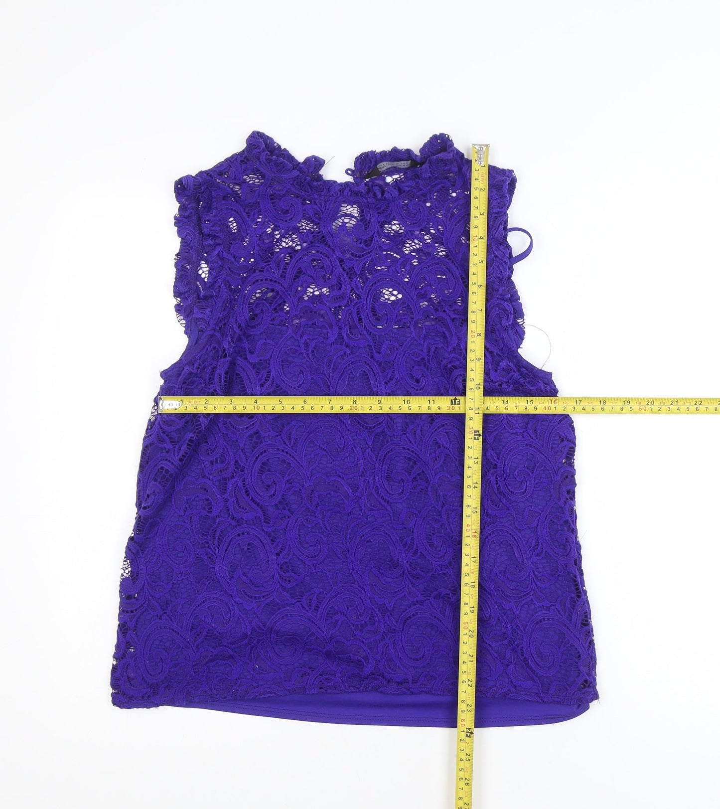 Dorothy Perkins Women’s Purple Lace High Neck Sleeveless Blouse Size 12