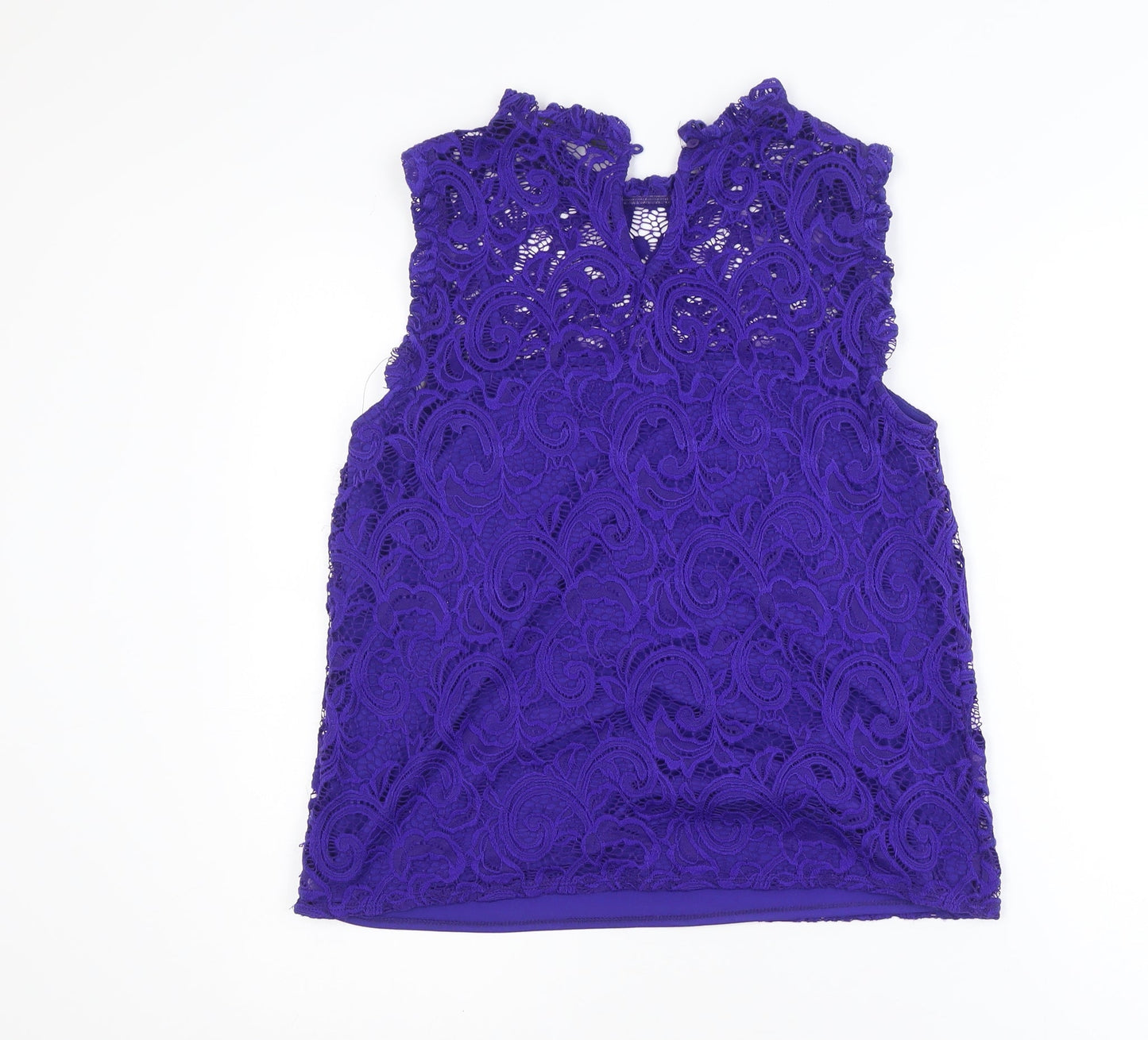 Dorothy Perkins Women’s Purple Lace High Neck Sleeveless Blouse Size 12