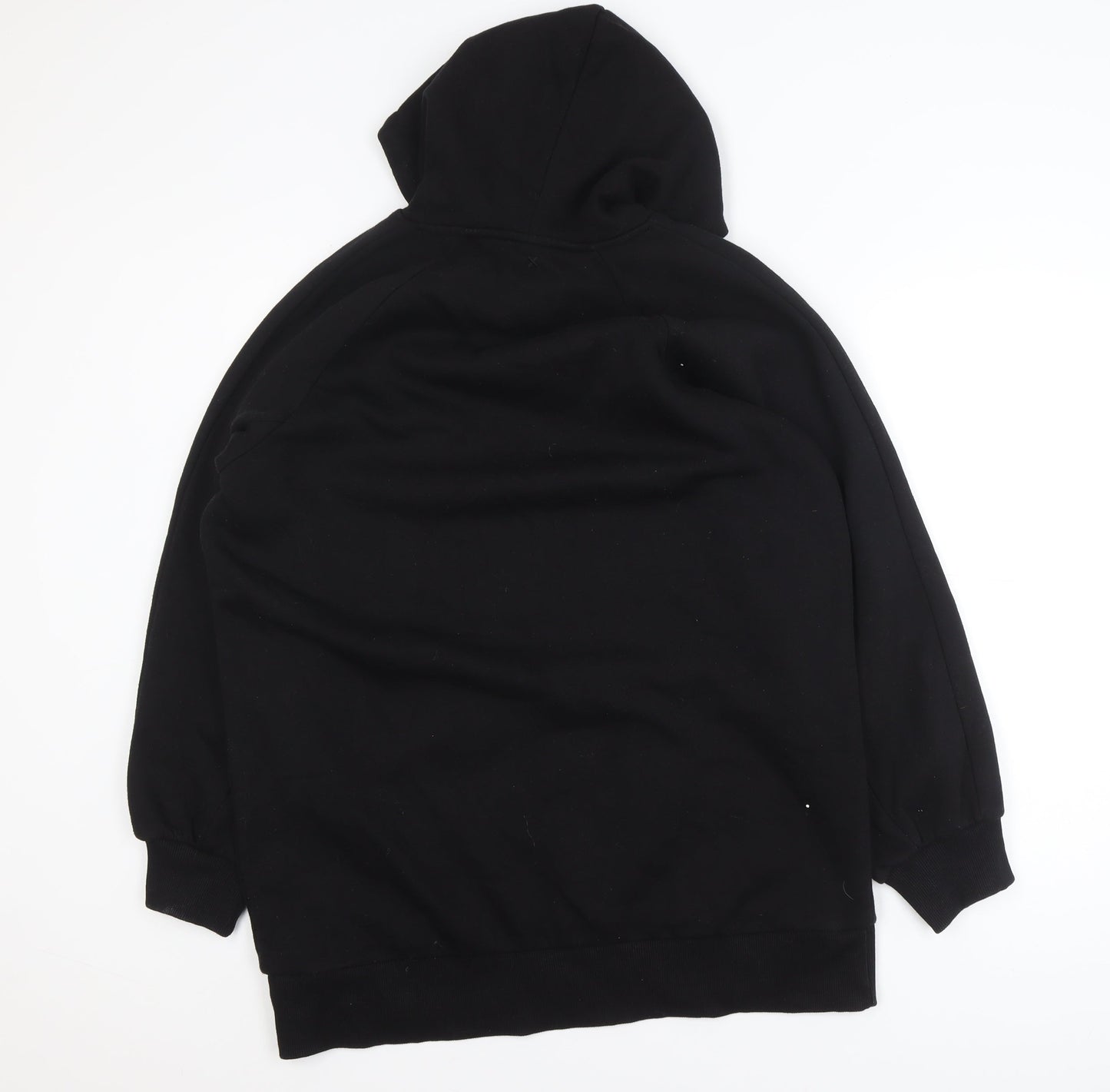 Collusion Women Black Pullover Hoodie UK 10 Polyester Cotton Blend