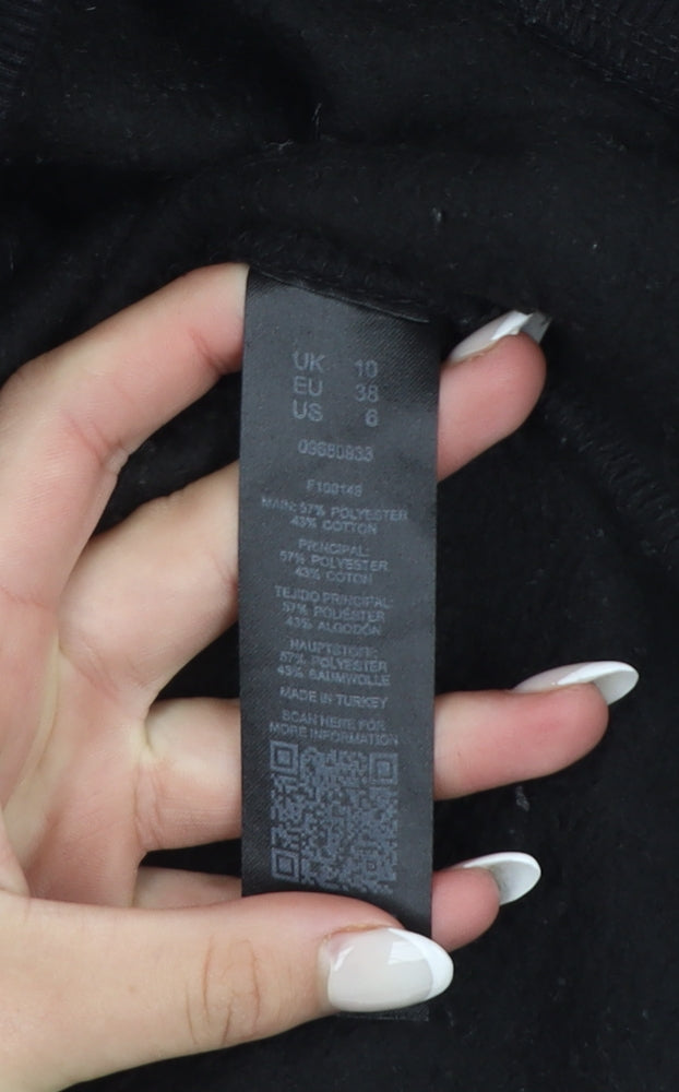 Collusion Women Black Pullover Hoodie UK 10 Polyester Cotton Blend