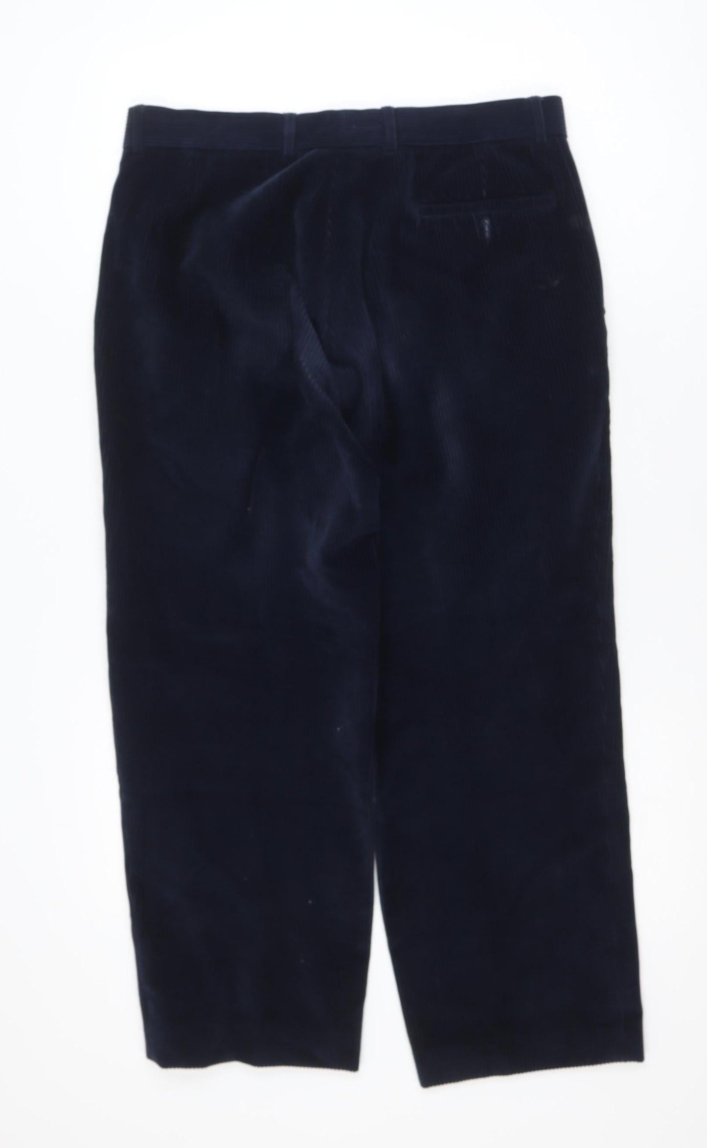 Marks and Spencer Men Blue Corduroy Trousers 34x29 Regular Fit