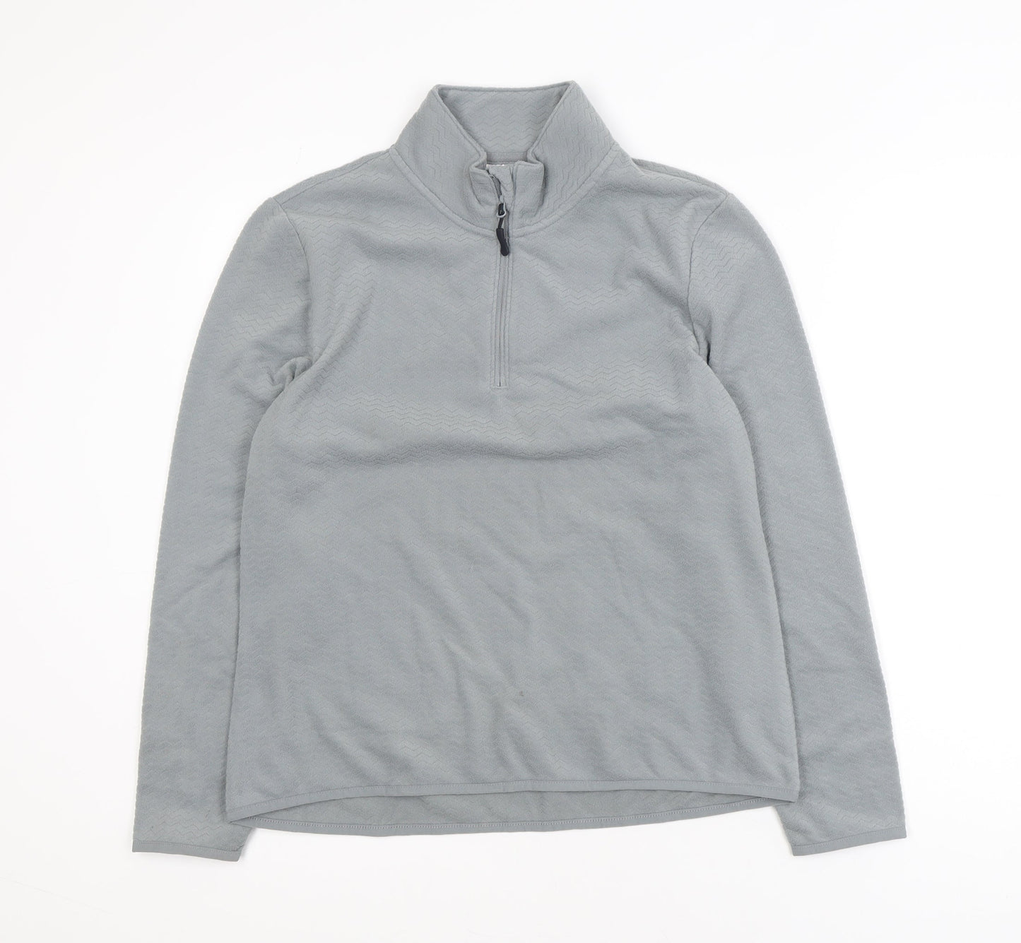 Crane Women Grey 1/4 Zip Fleece Jacket Size 12 Regular Fit