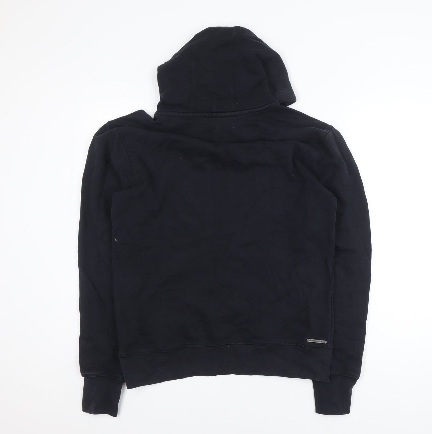 Police Men's Black Cotton Pullover Hoodie Size M with Logo Print